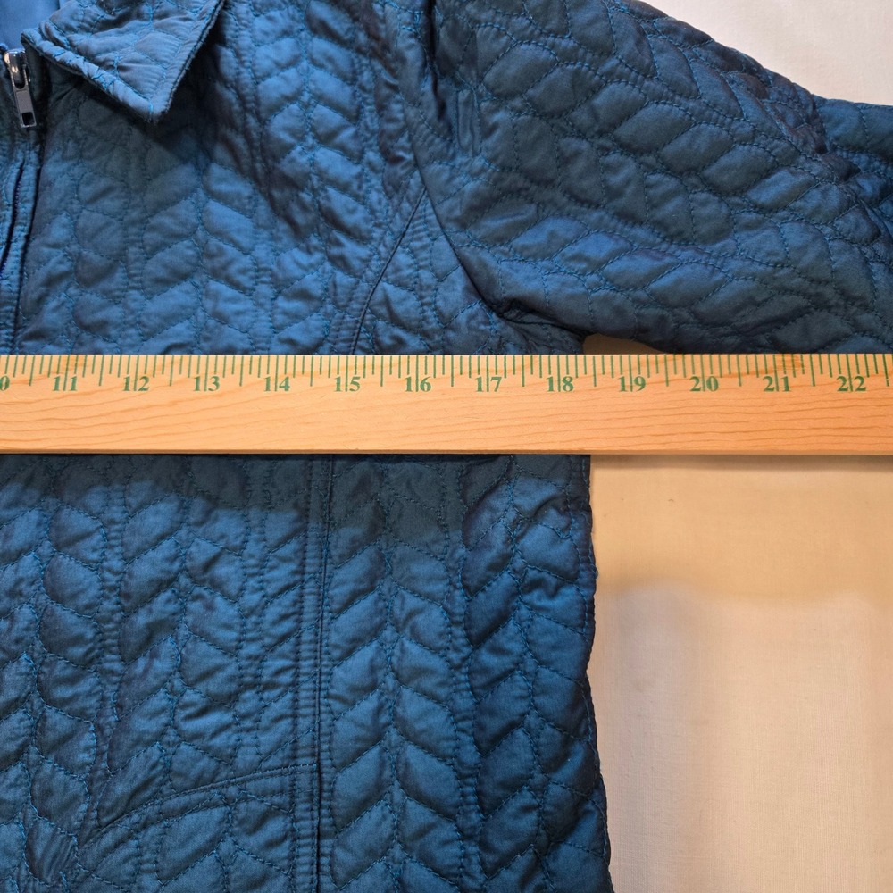 Notations Womens S Quilted Jacket Full Zip Blue Metalic‎ Sheen Lightweight Coat - Picture 6 of 8